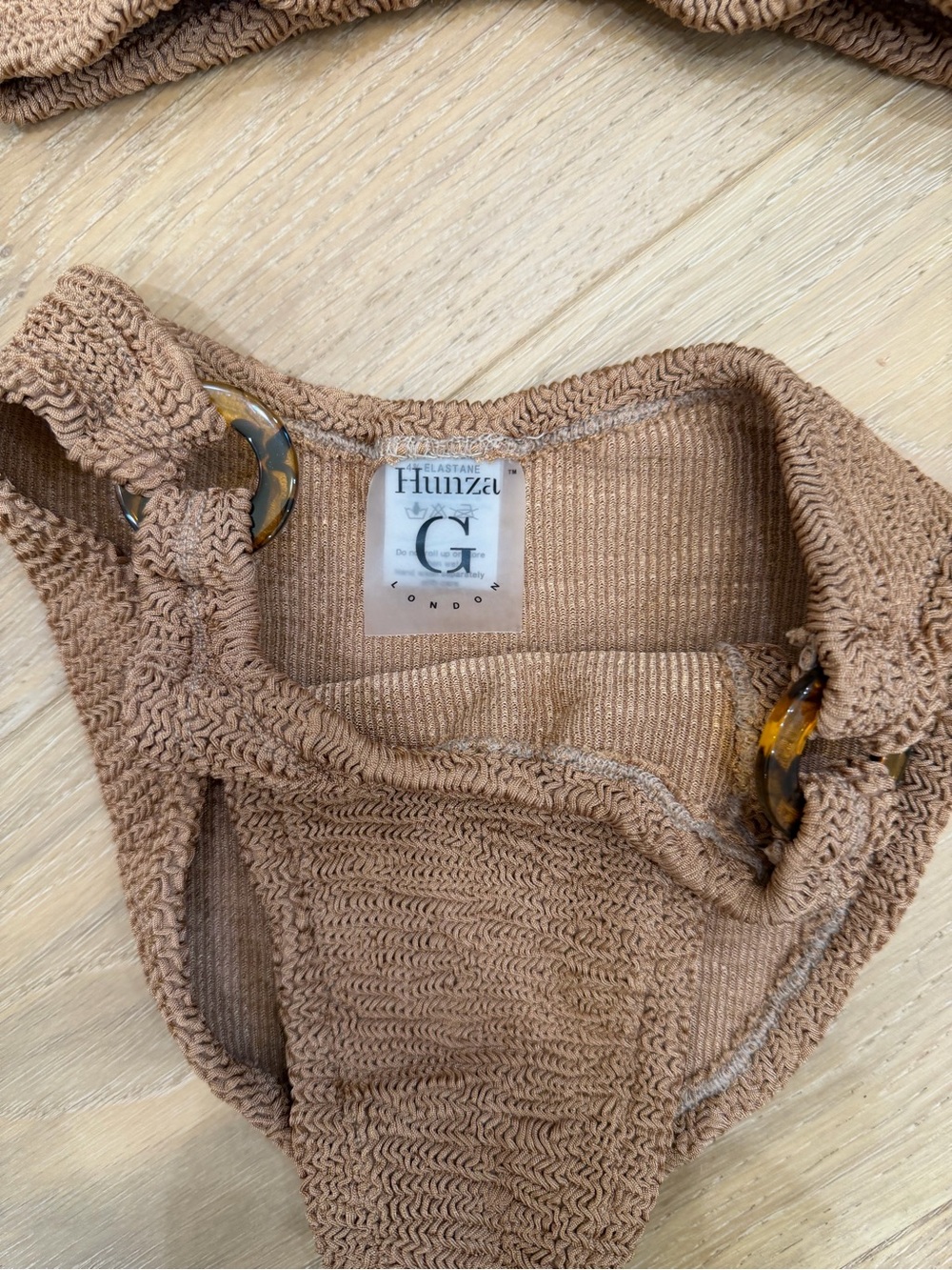 Hunza G Brown Textured Bandeau Bikini Set - Picture 2 of 4
